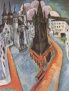 Ernst Ludwig Kirchner The Red Tower in Halle (mk09) oil painting reproduction